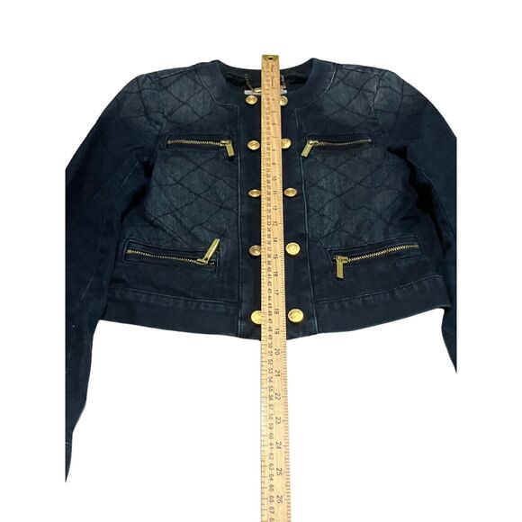 Michael Kors Quilted Denim Jacket with Gold Accents – Size XS - Picture 7 of 12
